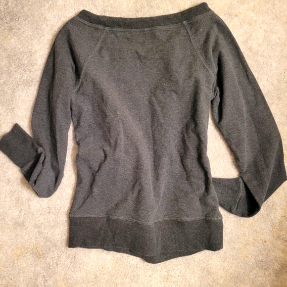 Gray Mondetta Scoop Sweatshirt Drawstring Neck Slim Fit Seamed Detail S - Picture 6 of 7